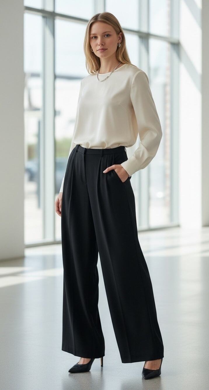 Hugo Boss Size 10 Black Wide-Leg High Waist Pleated Trousers Pants Made In Italy
